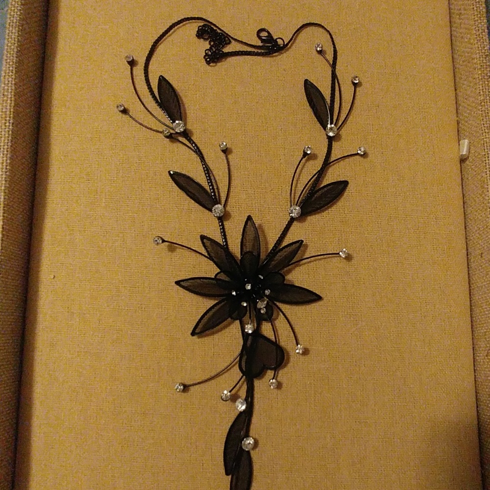 Beautiful Black floral European inspired necklace